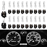 Rebvugr 20PCS Car T5 Instrument Lights, Instrument Cluster Bulbs, 12V 1.2W Single-Filament Air Conditioning Indicator Light, Lighting Accessories Super Bright Indicator Bulbs for Most Cars (White)