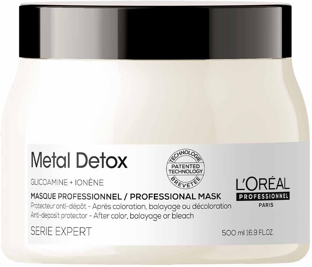 L’Oréal Professionnel Máscara de Tratamento Metal Detox, para maciez, brilho & sedosidade, maior durabilidade da cor, para cabelos coloridos e danificados, 500ml
