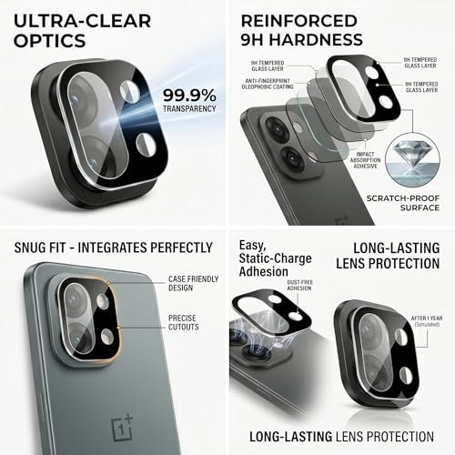 Image of ArmourPro Tempered Glass and Black Camera Lens Protector for OnePlus 13s, Edge to Edge Screen Guard, Anti-Bubble, Scratch Resistant, HD Clear, Anti-Fingerprint, Installation Kit | Black