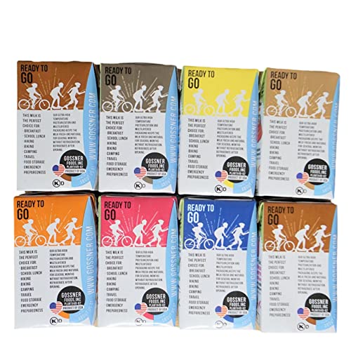 Gossner Gossners Milk Variety Pack 16 Pack - Flavors Are 2% Chocolate And Bananna, Strawberry And Orange - 8Oz Single Serving Cartons - Shelf Stable No Refrigeration Needed Milk Source #TOP2