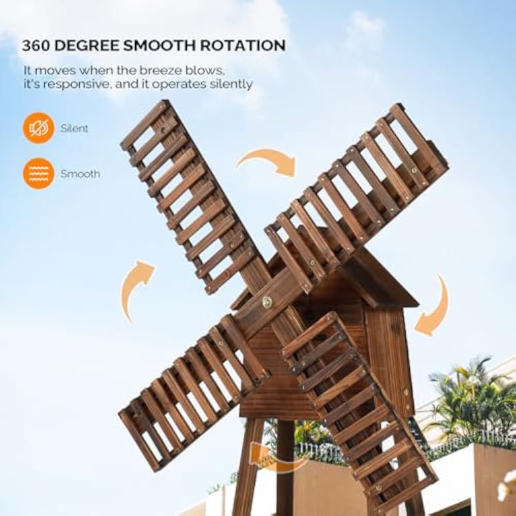 VINGLI Wooden Windmill with Birdhouse & Planter Australia | Ubuy