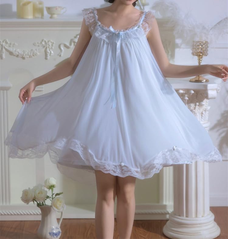 Womens' Lace Nightdress Vintage Chemises Summer Sleepwear Lounger Pajamas Victorian Housedress Bridal Nighties - Image 2