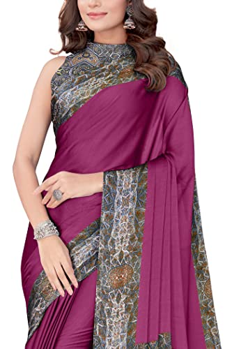 Image of MIRCHI FASHION Women Saree Abstract Print Chiffon | Breathable Lightweight Casual Sari for Regular Use and Office with Unstitched Blouse (Available in 25 Colors)
