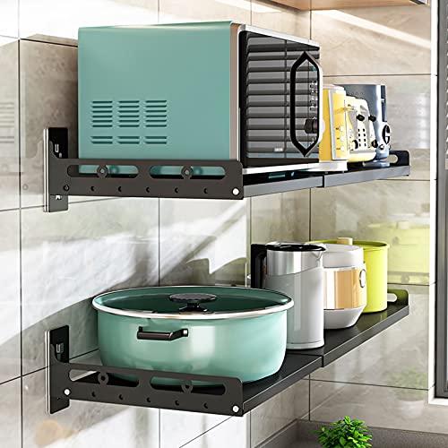 Support de rangement pour micro-ondes extensible en métal noir robuste - 5
