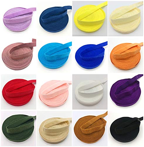 Jammas 5 Yards/Lot 3/8" 10Mm Elastic Ribbon Solid Foe Fold Over Elastics Spandex Satin Band Lace Sewing Trim Diy Pick Color - (Color: 5Y Random Each 1Y) #TOP1