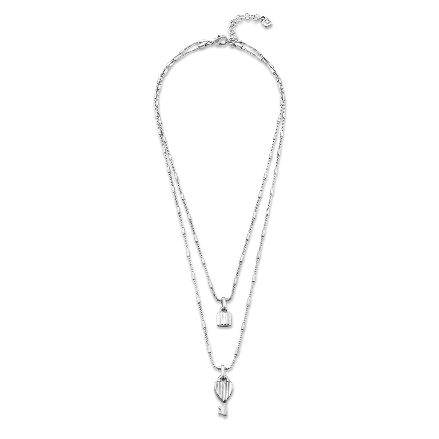 Uno De 50 Collana Con Ciondoli Chiave E Lucchetto – Design Originale In Lega Placcata Argento, Fatto A Mano