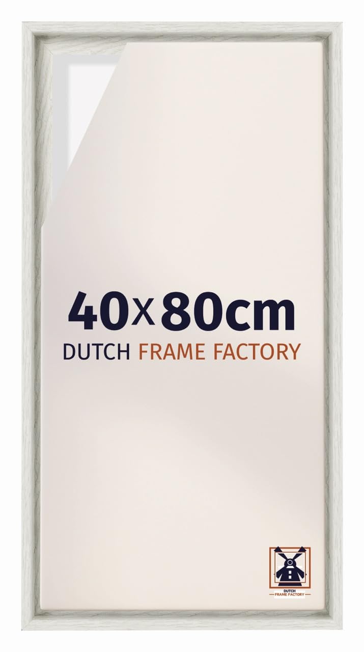 Dutch Frame Factory - Schattenfugenrahmen 40x80 - White Wash - Rahmen für Leinwand Bilder auf Keilrahmen - MDF - Lausanne