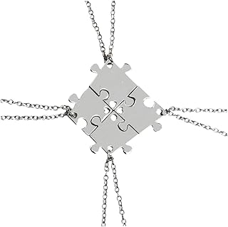 KESYOO Alloy Geometric Puzzle Pendant Necklace for Friends Split Friendship Jewelry Set Girls and Best Friends