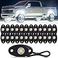 24 Pods White Led Rock Lights?Automotive General Under Body Neon Glow Led Pure Light Kit Ip68 Waterproof 3.8ft Extension Wires for Car Truck Boat Rv ATV Utv SUV RZR Motorcycle Trail Rig Lamp?White?