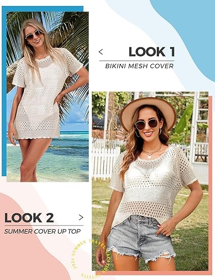 Image of Buauty Womens Swimsuits Coverup Bathing Suits Cover Ups Crochet Swimwear Bikini Beach Dresses 2026 Vacation Outfits