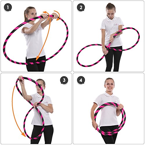 hoopomania Fitness Hula Hoop, unisex_adult, Hula hoop tyres, FHH, neon pink, Ø90cm