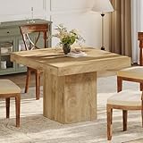 Tribesigns 39-Inch Square Dining Table for 4, Farmhouse Small Kitchen Dinner Eating Table with Sturdy Pedestal Base, Wooden Dining Room Furniture for Dining Room, Kitchen, Apartments (Natural)
