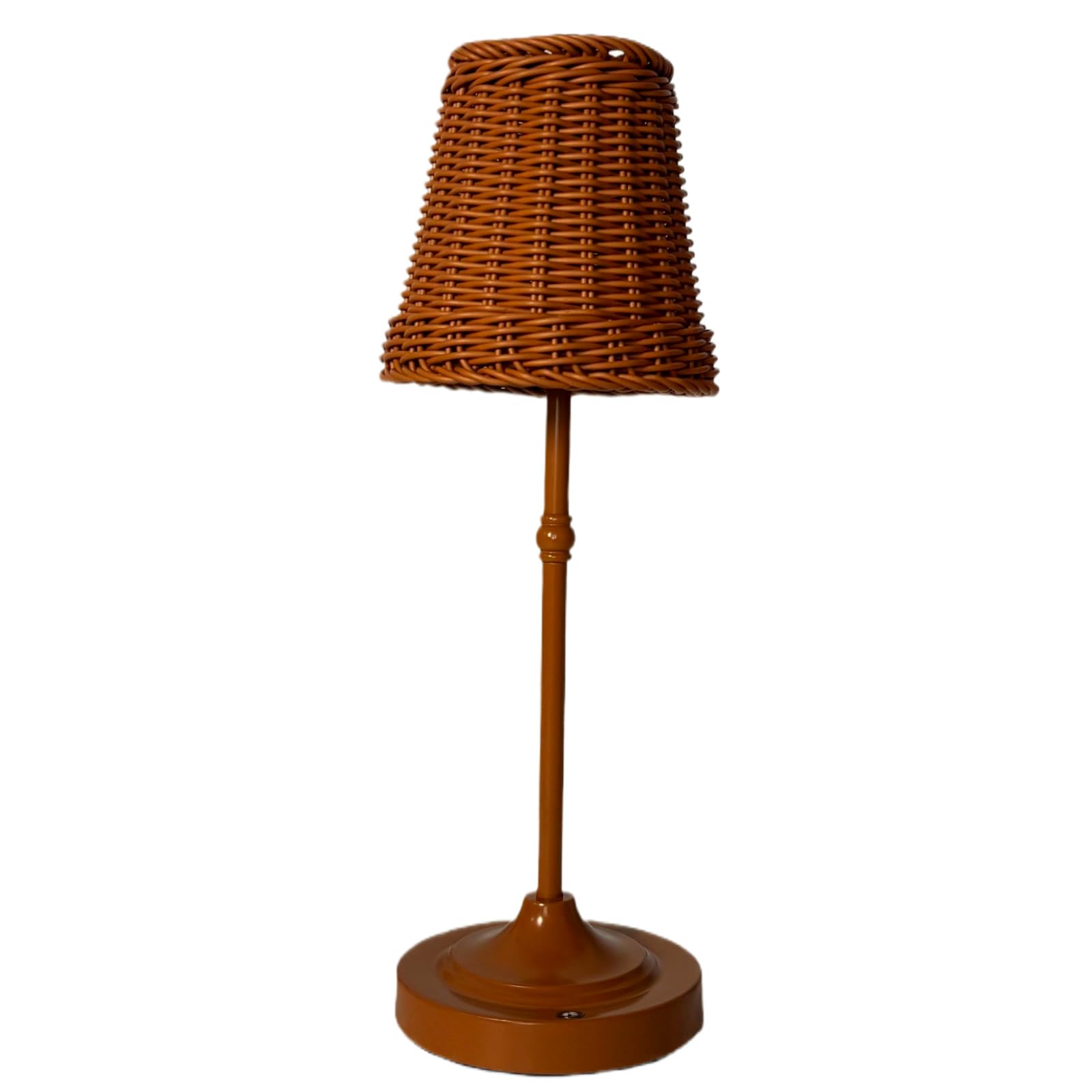 Rechargeable Wicker Table Lamp, Handwoven Rattan Desk Lamp 3-Way Dimmable with Touch Control Cordless Night Light for Indoor/Outdoor, Farmhouse, Boho Home Decor (Brown)