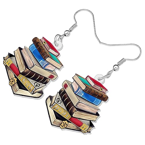 Acrylic Funny Book Earrings Dangle Bookshelves Jewelry Back to School Gifts for Teachers Women3