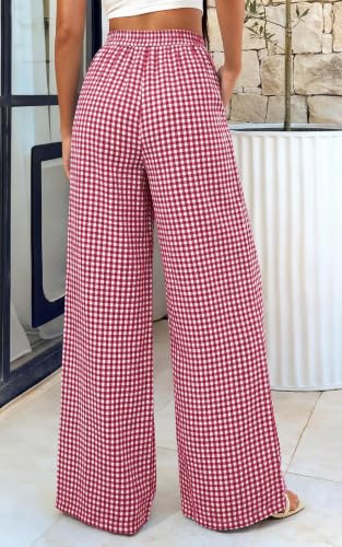 Image of PRETTYGARDEN Womens Pants Elastic Waist Floral Lightweight Palazzo Pants for Women Casual Lounge Wide Leg Pants Woman