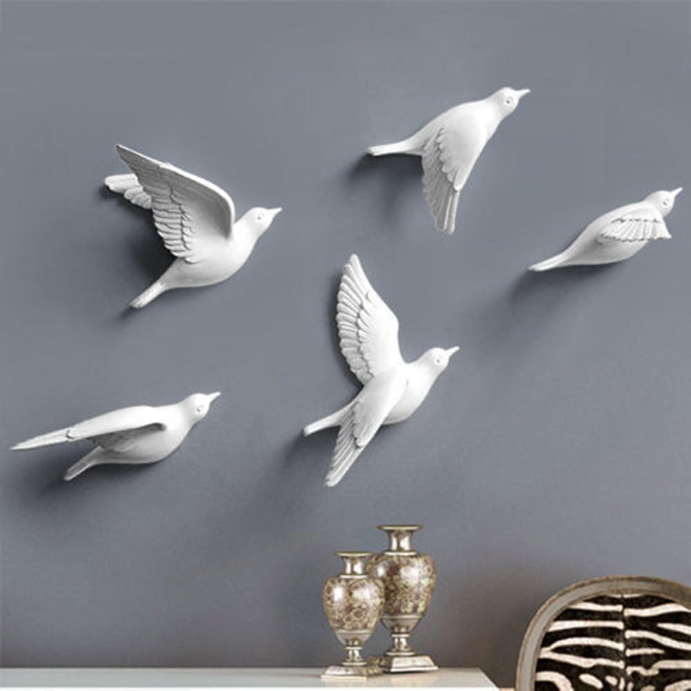 Amazon.co.jp: RNQZ 樹脂鳥の彫刻 5 個セット 3D 飛んでいる鳥アート