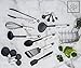 Black Cooking Utensils With a Modern Look of Marble Utensil Holder Included - Marble Kitchen Accessories. 16-Piece Nylon Cooking Utensils Set with Holder incl. Black Measuring Spoons and Cups Set