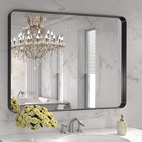 LOAAO 40X30 Inch Black Bathroom Mirror Metal Framed — $119.99 (20% off)
