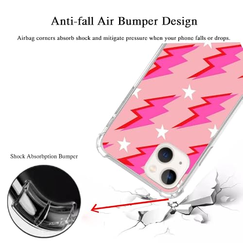Teapkoyoo Pink Lightning Phone Case Compatible With Iphone 13,Lightning Bolt Case Cover Fit For Girls And Women,Unique Soft Tpu Bumper Cover For Iphone 13 #TOP3