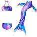 Newland 4 Pcs Girls Swimsuit Mermaid Tails for Swimming Princess Bikini Bathing Suit Set Purple