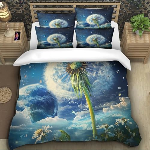 Housse de couette pissenlit 3D 3 pièces microfibre inaltérable 260x220 - 5