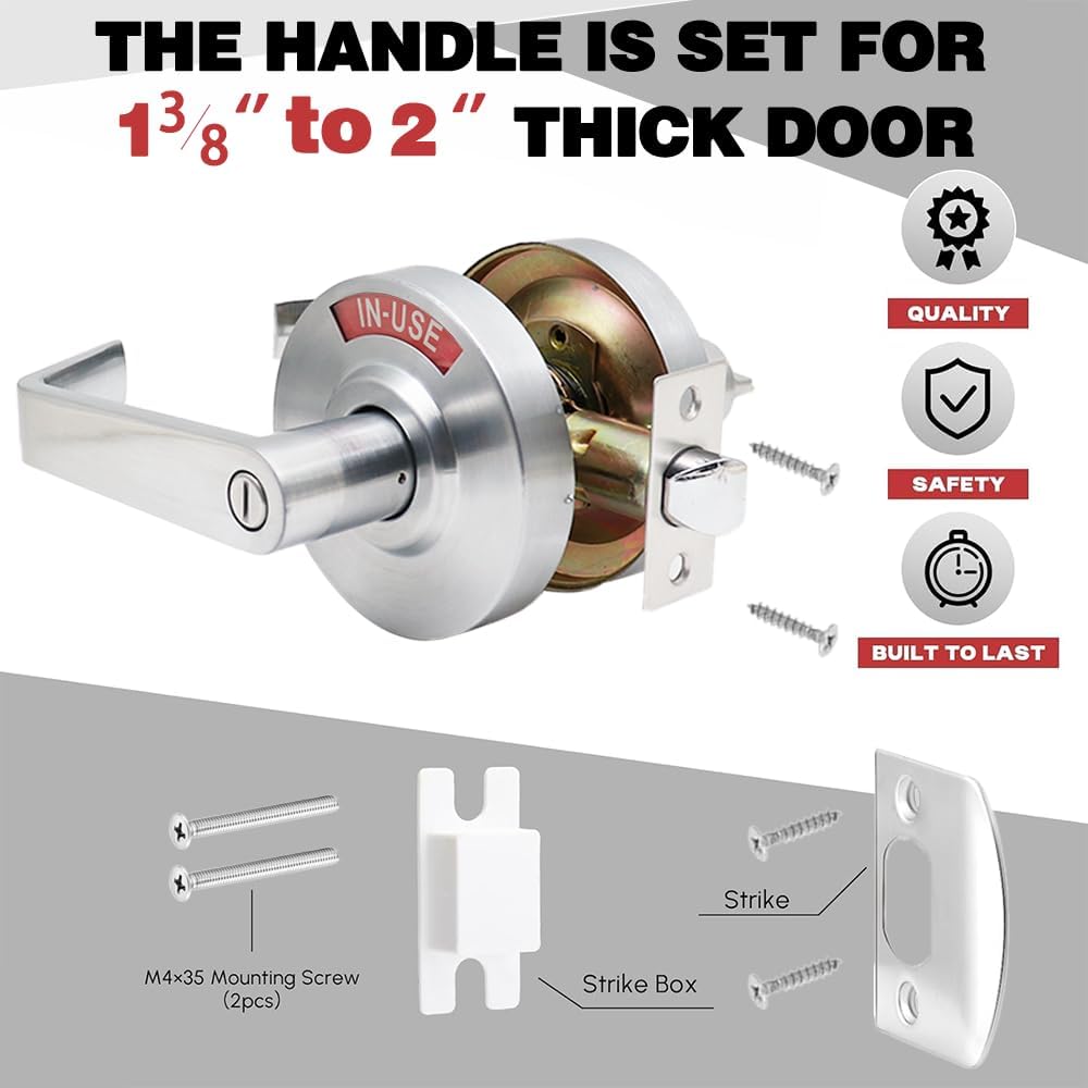 Commercial Privacy Restroom Indicator Door Handle Lock Knob,Silver | Commercial Grade 2 Privacy Restroom Indicator Door Handle Lock Knob,For Office,Cafe&Restaurant,Hospital,Gas Station,Hotel