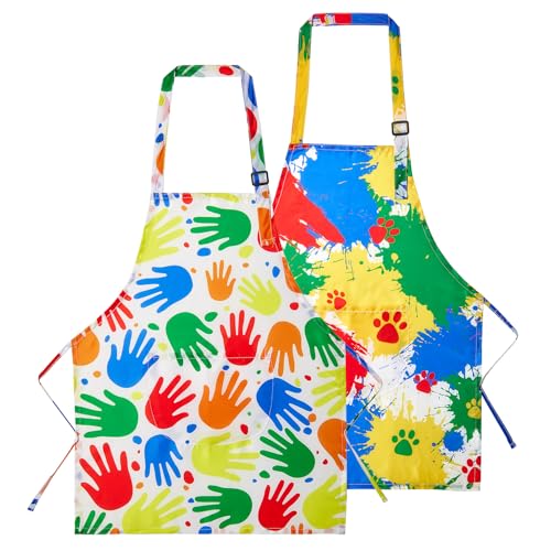 Lictin 2 Pack Kids Apron for Girls Boys Cute Cooking Aprons with Pocket