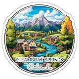 Steamboat Springs Sticker Colorado Outdoors Weatherproof Decal Vinyl Small Waterproof for Water Bottle Mug Passport Book Scrapbook Notebook Laptop Tumbler Skateboard Computer Phone Size 4" Funny Gift