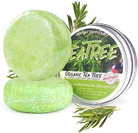 ONIYEA Natural Handmade Shampoo Bar Soap, Make Hair Soft And Glossy, Nourish Scalp, Replenish Hair Moisture, 100% Organic Plant Extract Hair Wash, Women Men, Eco-friendly 1.92 Oz Each Set of 2 (Teatree)
