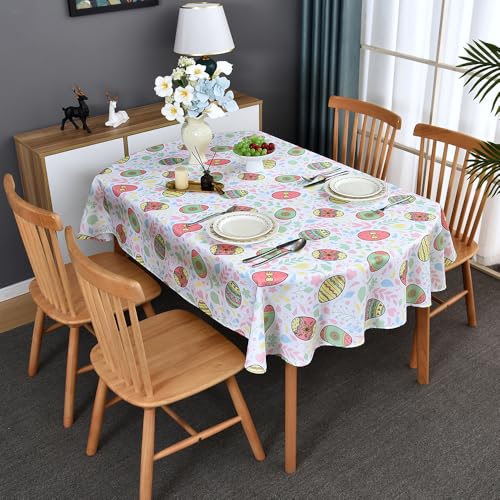 Amonsa Easter Oval Table Cloth 60x84 inch Kitchen Dining Table Cloth for 6-8 Seats Spring Floral Washable Polyester Fabric Table Cover Party Gathering Camping Outdoor by Amonsa - Used condition - US$11.77