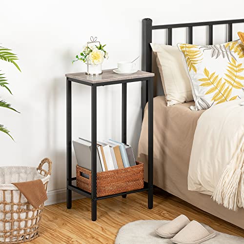 HOOBRO Mesa Auxiliar Alta, Mesita de Noche, Mesita de Teléfono de Estilo Industrial con Estante Metálico Ajustable, Adecuada para, Pasillos de Oficinas, Salas de Estar, Greige EBG03DH01 - imagen 4