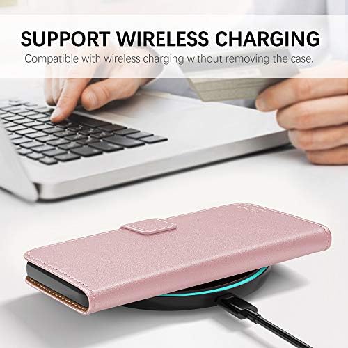 HOOMIL MagFlip Series Designed for iPhone 12 Pro Max Case, Premium Leather Flip Wallet Phone Case with Card Holder - Rosegold