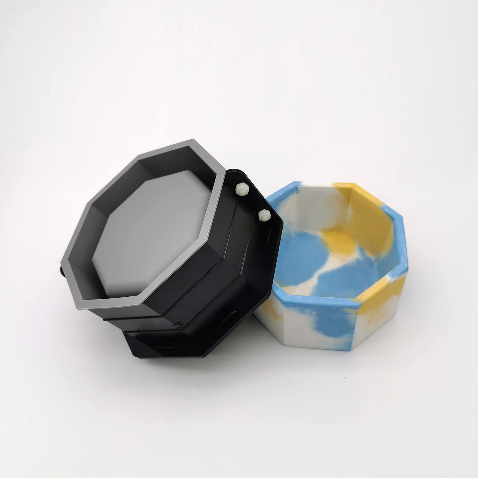 Moldes de silicona para macetas de hormigón, molde para macetas octogonales, moldes de cemento para jabón suculento/portavelas, macetero de silicona para cemento y hormigón