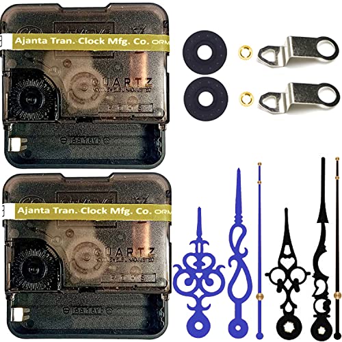 Image of Combo 2 of Ajanta Mfg. Battery Operated Plastic Ticking Wall Clock Movement Machine with Hands (Black,Bule)
