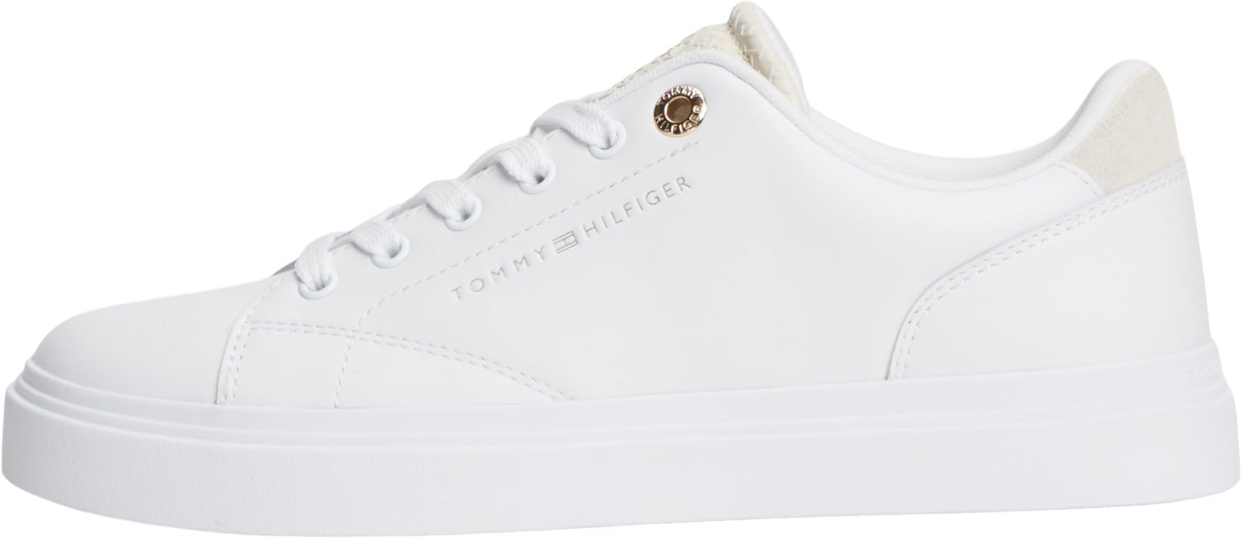 Tommy Hilfiger Women Th Feminine Cupsole Monogram FW0FW09606 Low Top, Beige (White/Soft Cream), 7