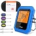 Bluetooth Meat Thermometer, Wireless BBQ Thermometer, Digital Cooking Thermometer for Grilling Smart APP Control with 6 Stainless Steel Probes, Support IOS & Android (blue)