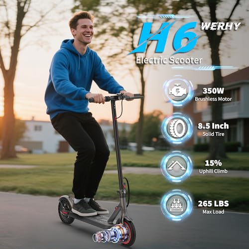 Image of WERHY 8.5'' Electric Scooter, 350W Powerful Motor & 19MPH Top Speed, 23 Miles Long Range, Folding E Scooter with Dual Braking for Teens and Adults
