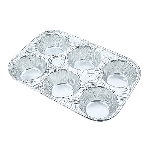Pack of 20 Silver Foil Muffin Pans – Durable & Non-Stick Disposable Aluminum 6-Cup Cupcake Trays – Perfect Tin Size for Cupcakes, Mini Pies, Mini Quiche, Soufflé - Standard Size