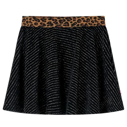 Kinderrock mit Bund in Leopardenmuster Rock Kinder A-Linie Minirock Schwarz...
