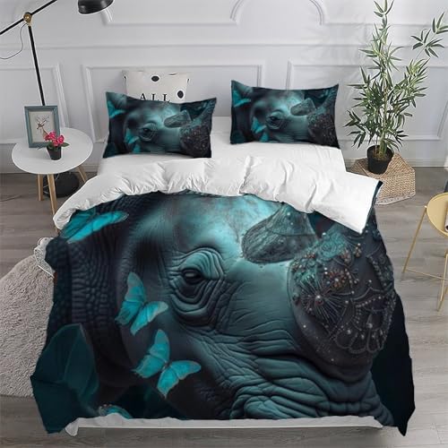 Housse de couette King rhinocéros microfibre 220x240cm