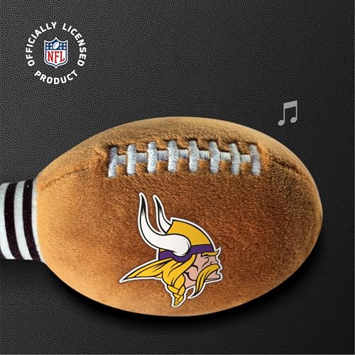 Image of Minnesota Vikings Plush Football Rattle by Smilo - Officially Licensed NFL Baby Rattle Toy - Soft Baby Rattle with Bell - for Babies and Toddlers from 3 Months