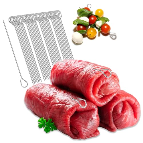 Robin Goods 32x Rouladennadeln aus Edelstahl - 11 cm lange Fleischspieße rostfrei langlebig - Spieße im Set Rouladenklammern-Ersatz Perfekte Rouladenspieße für leckere Rouladen (32 Stück - Nadel)