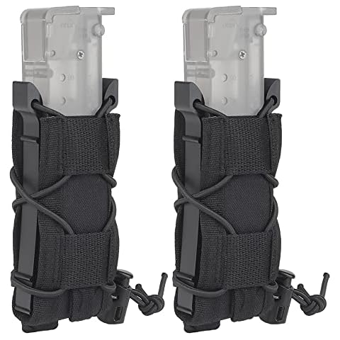2 Pack Pistol Mag Pouch 9MM Magazine Pouch for Glock 17 19 Magazine Holder for Molle System and Waist Belt Cover