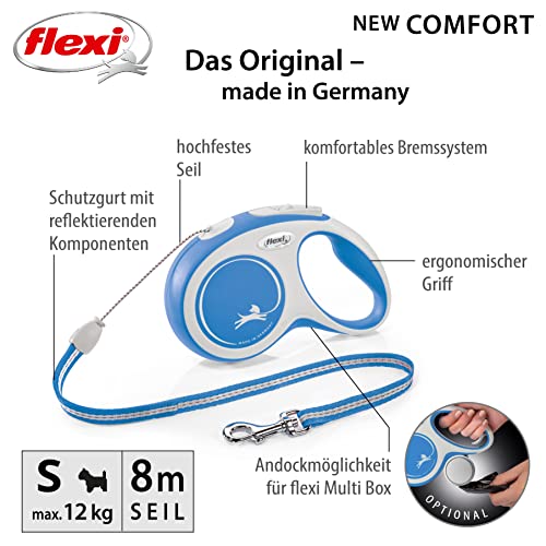 flexi Rollleine New Comfort - S - Seil 8 m, blau