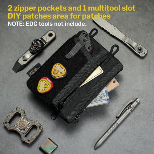 Image of VIPERADE VE18 EDC Pouch, Pocket Organizer for Men, EDC Pocket Organizer, 3 Slots with 2 Zipper Pockets, Multitool Pouch (Black Camo)