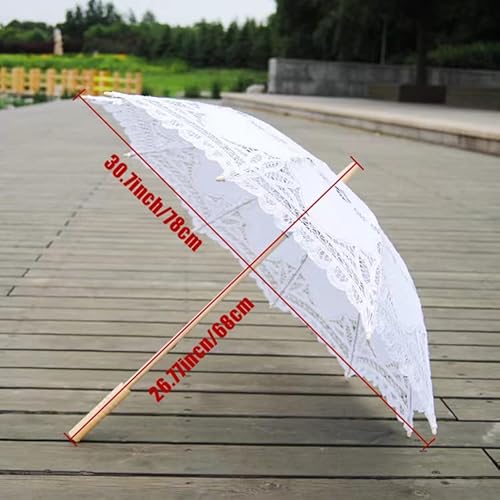 Bestage 30.7" Women's Handmade Ivory Lace Parasol Umbrella Vintage Wedding Bridal Lace Umbrella For Decoration Photo Tea Party Adult Size #TOP1