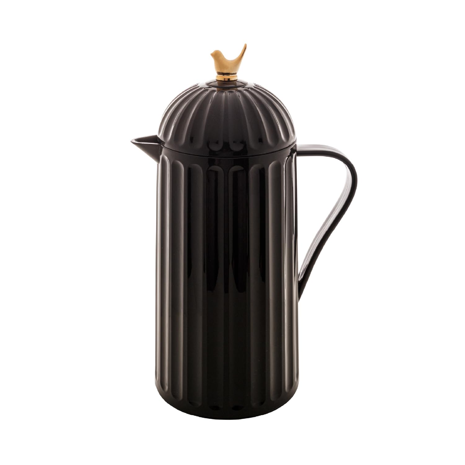 WOLFF - Bird Thermal Coffee Carafe - Hot or Cold Drinks, Plastic Exterior and Glass Insulation Lining Flask Coffee Dispenser, Thermal Bottle for Beverages, Tea and Water Pitcher- Black, 34floz/1L