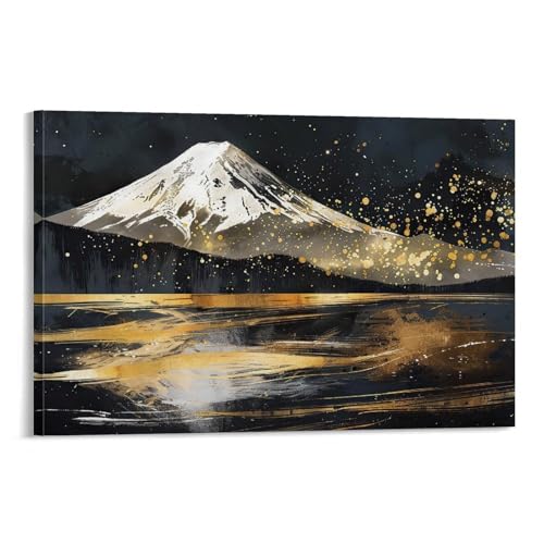 和風金の富士金運ゴールド山富士山ふじさん運気開運ポスター (48) キャンバス 芸術 壁アート 画像 印刷 現代 寝室 装飾 ホームワーク16x24inch(40x60cm)