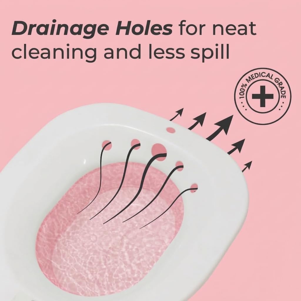 PERPART Sitz Bath Toilet Seat with Flusher | Folding Sitz Bath Tub for Pregnant Women | Postpartum Care, Hemorrhoids Recovery, Vaginal | Anal Inflammation Treatment - Portable Perineal Soaking Basin 2