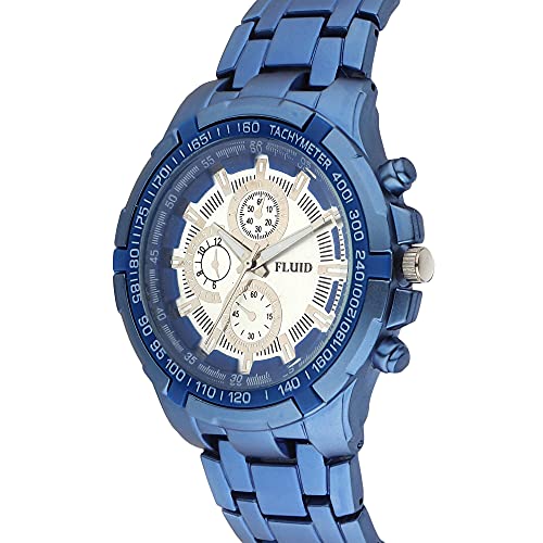 Image of Fluid Analog Silver Dial Men's Watch-FL-002-BL-SL